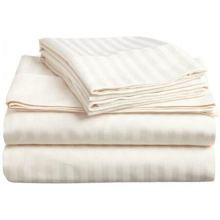 IMPRESSIONS BY LUXOR TREASURES 400 Thread Count Egyptian Cotton Twin Sheet Set Stripe Ivory 400TWSH STIV